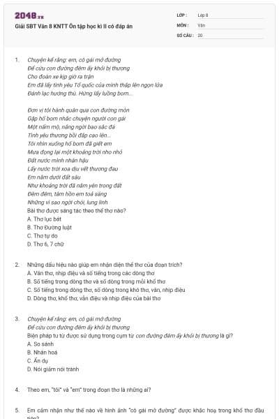 Giải SBT Văn 8 KNTT Ôn tập học kì II có đáp án