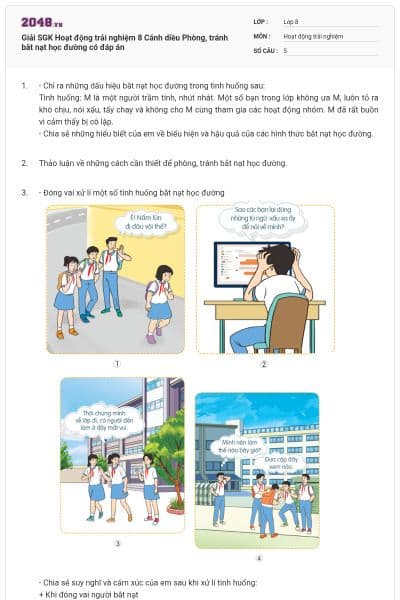 Giải SGK Hoạt động trải nghiệm 8 Cánh diều Phòng, tránh bắt nạt học đường có đáp án