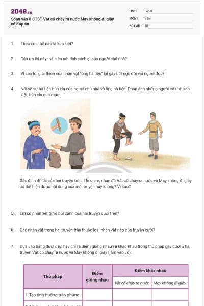 Soạn văn 8 CTST Vắt cổ chày ra nước May không đi giày có đáp án