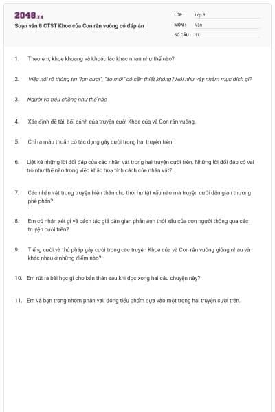 Soạn văn 8 CTST Khoe của Con rắn vuông có đáp án