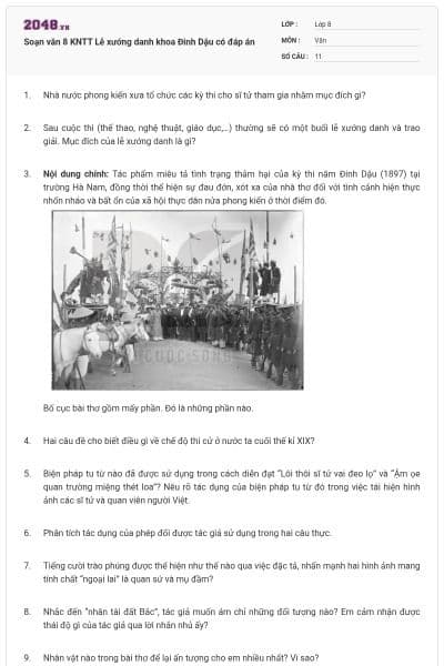 Soạn văn 8 KNTT Lễ xướng danh khoa Đinh Dậu có đáp án