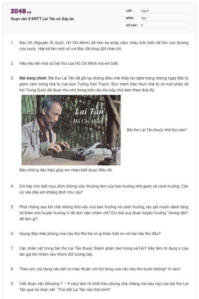 Soạn văn 8 KNTT Lai Tân có đáp án