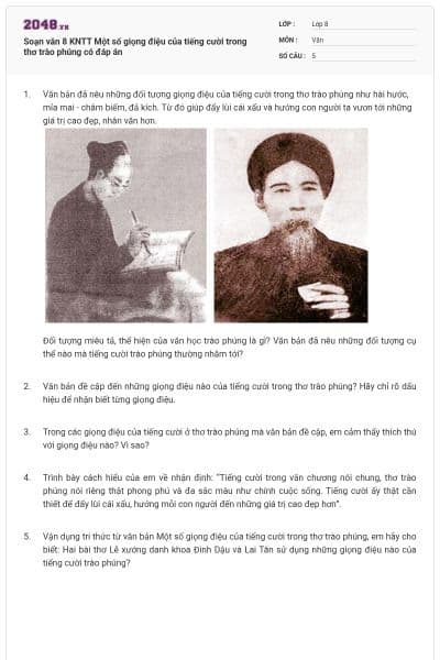 Soạn văn 8 KNTT Một số giọng điệu của tiếng cười trong thơ trào phúng có đáp án