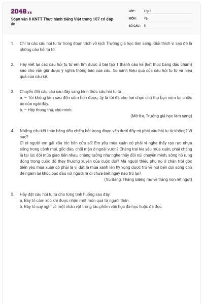 Soạn văn 8 KNTT Thực hành tiếng Việt trang 107 có đáp án
