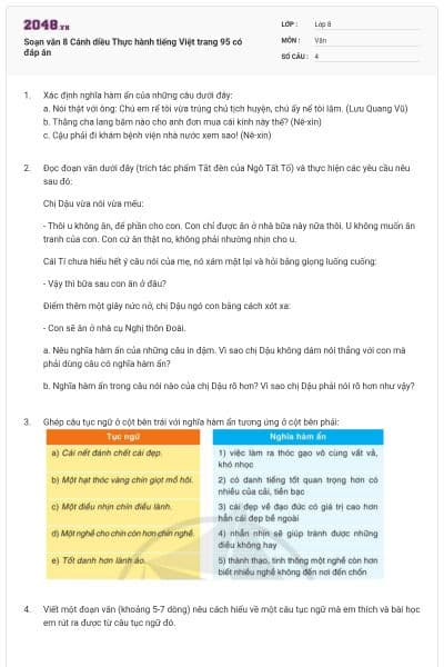 Soạn văn 8 Cánh diều Thực hành tiếng Việt trang 95 có đáp án