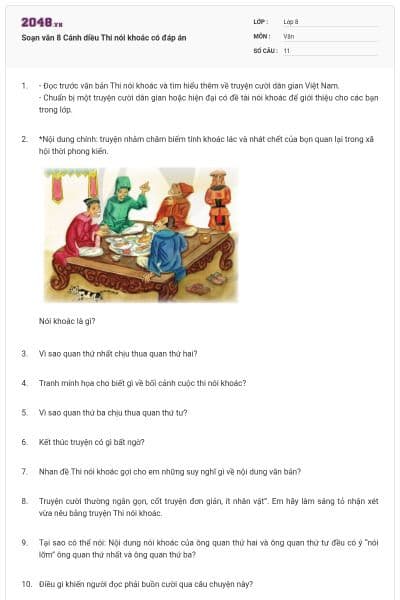 Soạn văn 8 Cánh diều Thi nói khoác có đáp án