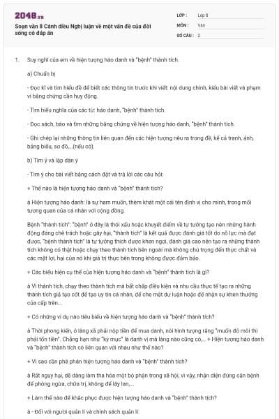 Soạn văn 8 Cánh diều Nghị luận về một vấn đề của đời sống có đáp án