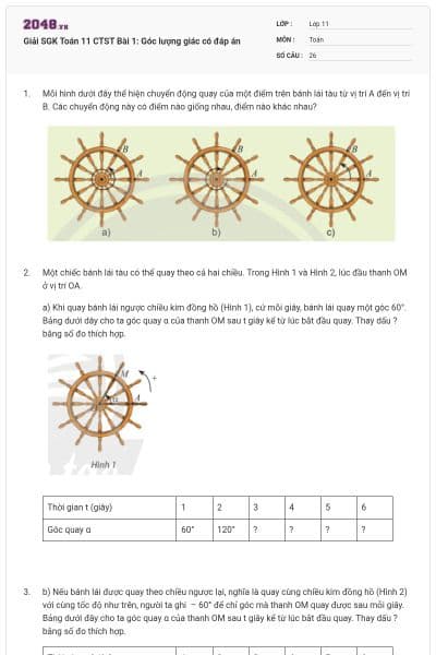 Giải SGK Toán 11 CTST Bài 1: Góc lượng giác có đáp án
