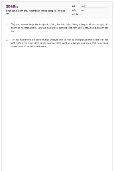 Soạn văn 8 Cánh diều Hướng dẫn tự học trang 131 có đáp án