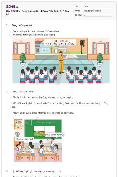 Giải SGK Hoạt động trải nghiệm 4 Cánh Diều Tuần 2 có đáp án