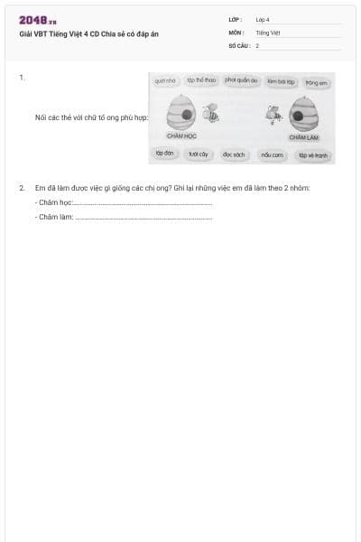 Giải VBT Tiếng Việt 4 CD Chia sẻ có đáp án