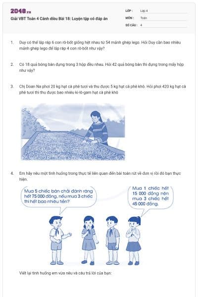 Giải VBT Toán 4 Cánh diều Bài 18: Luyện tập có đáp án