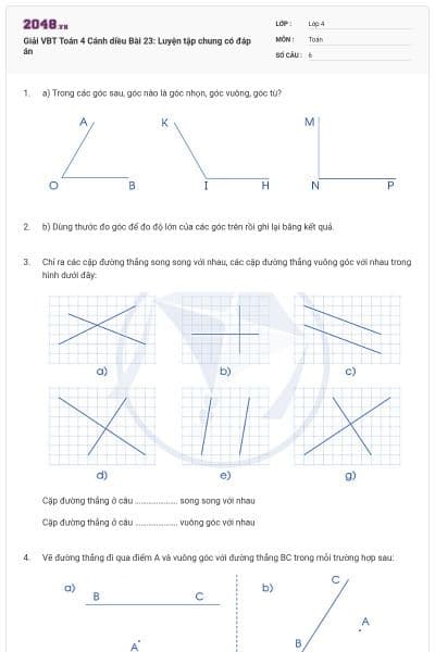 Giải VBT Toán 4 Cánh diều Bài 23: Luyện tập chung có đáp án