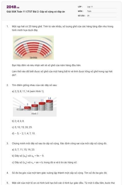 Giải SGK Toán 11 CTST Bài 2: Cấp số cộng có đáp án