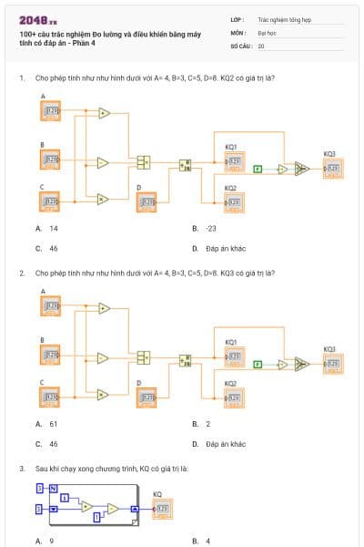 100+ câu trắc nghiệm Đo lường và điều khiển bằng máy tính có đáp án - Phần 4