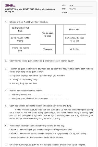 Giải VBT Tiếng Việt 4 KNTT Bài 7: Những bức chân dung có đáp án