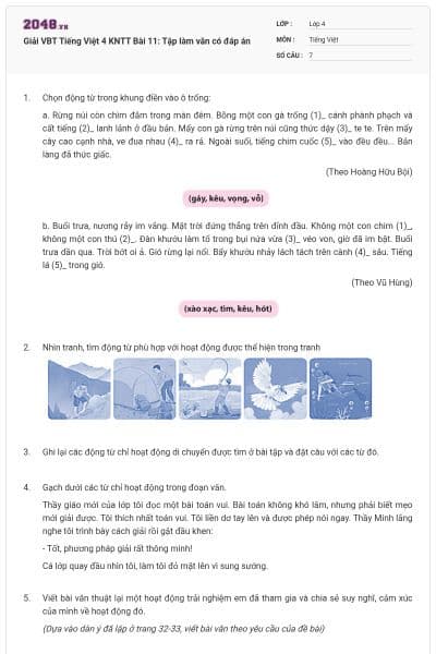 Giải VBT Tiếng Việt 4 KNTT Bài 11: Tập làm văn có đáp án