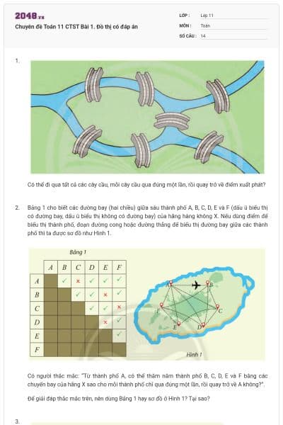 Chuyên đề Toán 11 CTST Bài 1. Đồ thị có đáp án