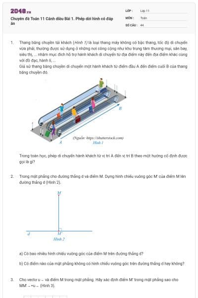Chuyên đề Toán 11 Cánh diều Bài 1. Phép dời hình có đáp án