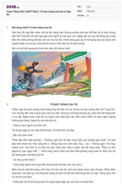 Soạn Tiếng Việt 4 KNTT Bài 5: Tờ báo tường của tôi có đáp án