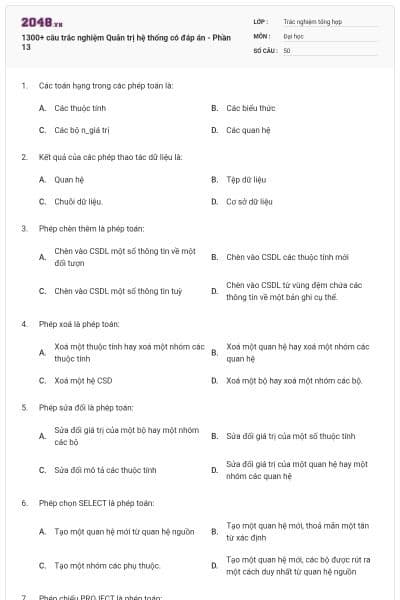 1300+ câu trắc nghiệm Quản trị hệ thống có đáp án - Phần 13
