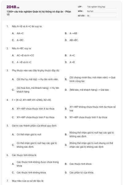 1300+ câu trắc nghiệm Quản trị hệ thống có đáp án - Phần 15