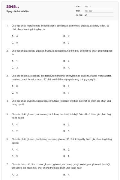 Dạng câu hỏi số đếm