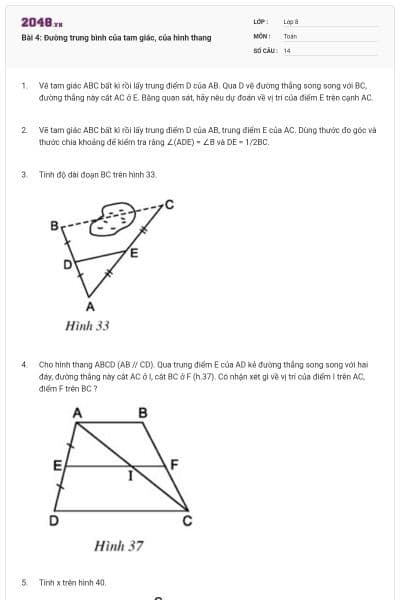 Bài 4: Đường trung bình của tam giác, của hình thang