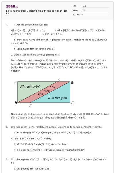 Bộ 10 đề thi giữa kì 2 Toán 9 Kết nối tri thức có đáp án - Đề 07