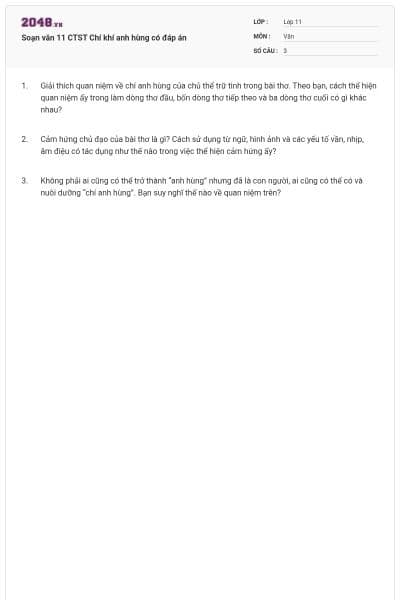 Soạn văn 11 CTST Chí khí anh hùng  có đáp án