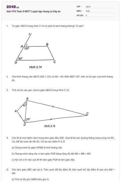 Giải VTH Toán 8 KNTT Luyện tập chung có đáp án