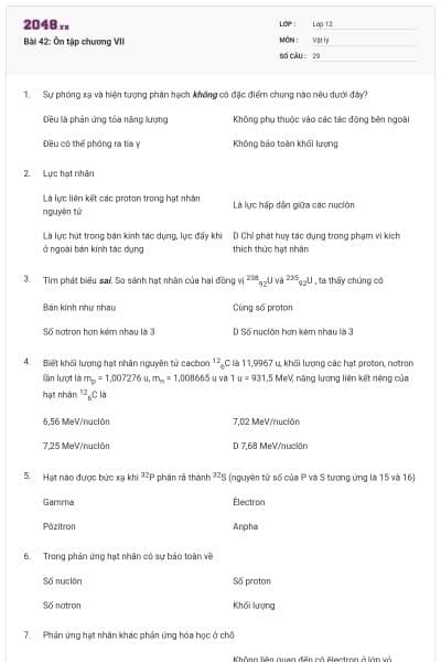 Bài 42: Ôn tập chương VII