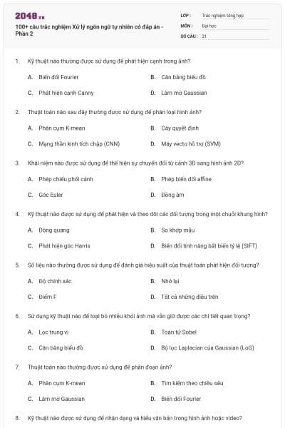 100+ câu trắc nghiệm Xử lý ngôn ngữ tự nhiên có đáp án - Phần 2