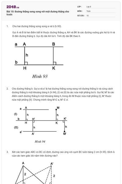 Bài 10: Đường thẳng song song với một đường thẳng cho trước