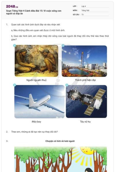 Soạn Tiếng Việt 4 Cánh diều Bài 15: Vì cuộc sống con người có đáp án