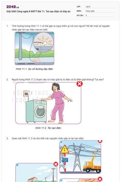 Giải SGK Công nghệ 8 KNTT Bài 11. Tai nạn điện có đáp án