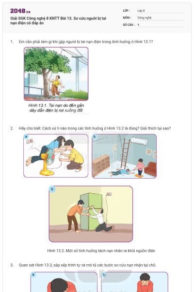 Giải SGK Công nghệ 8 KNTT Bài 13. Sơ cứu người bị tai nạn điện có đáp án