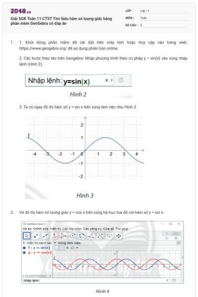 Giải SGK Toán 11 CTST  Tìm hiểu hàm số lượng giác bằng phần mềm GeoGebra có đáp án