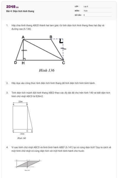 Bài 4: Diện tích hình thang