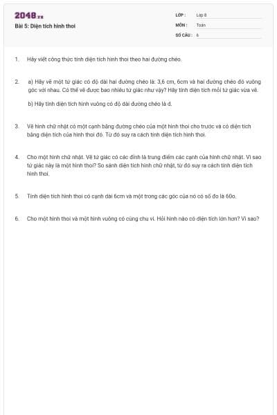 Bài 5: Diện tích hình thoi