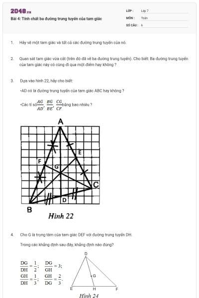 Bài 4: Tính chất ba đường trung tuyến của tam giác