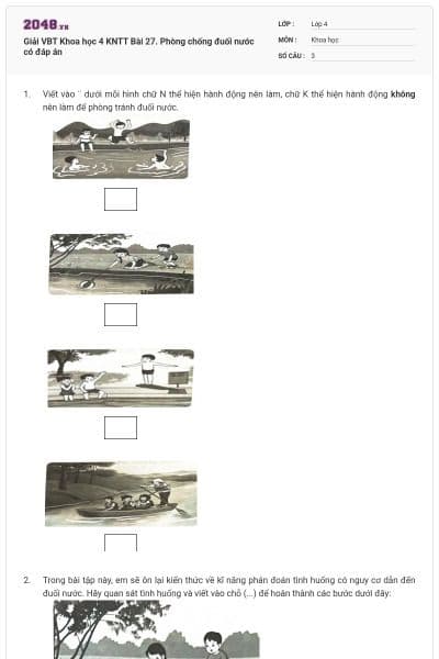 Giải VBT Khoa học 4 KNTT Bài 27. Phòng chống đuối nước có đáp án