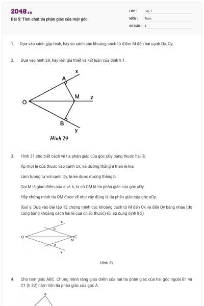 Bài 5: Tính chất tia phân giác của một góc