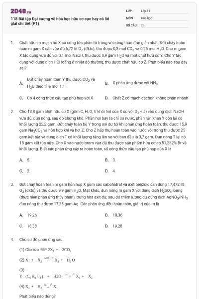 118 Bài tập Đại cương về hóa học hữu cơ cực hay có lời giải chi tiết (P1)