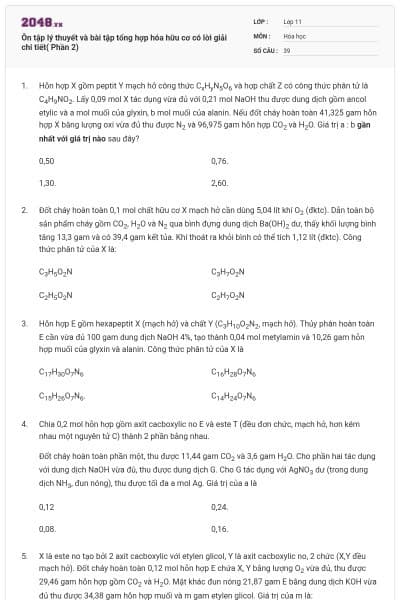 Ôn tập lý thuyết và bài tập tổng hợp hóa hữu cơ có lời giải chi tiết( Phần 2)