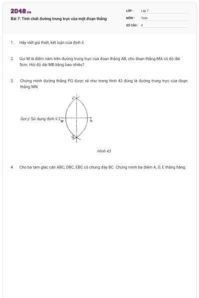 Bài 7: Tính chất đường trung trực của một đoạn thẳng