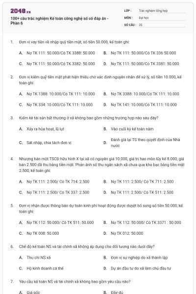 100+ câu trắc nghiệm Kế toán công nghệ số có đáp án - Phần 6