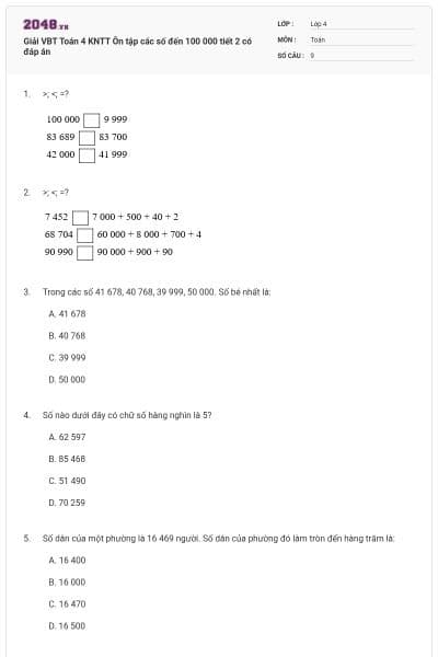 Giải VBT Toán 4 KNTT Ôn tập các số đến 100 000 tiết 2 có đáp án