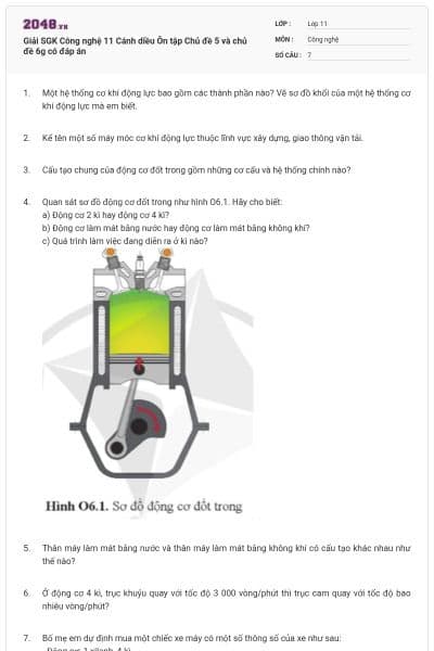 Giải SGK Công nghệ 11 Cánh diều Ôn tập Chủ đề 5 và chủ đề 6g có đáp án