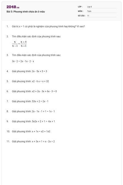 Bài 5: Phương trình chứa ẩn ở mẫu